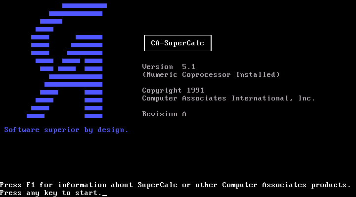 SuperCalc 5.1 - Splash